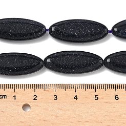 合成ブルーゴールドストーン青金砂石ビーズ連売り  馬の目  29~30x12~12.5x5.5~6.5mm  穴：0.7~1mm  約13個/連  14.96インチ（38cm）&nbsp;G-B078-E14-01A