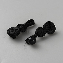 手作りの中国製カエル結びボタンセット  サテンボタン  樹脂ビーズで  ブラック  70x15x5.5mm&nbsp;AJEW-WH20070-018B
