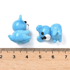 手作りランプワークビーズ  クマの形  ディープスカイブルー  20x15~15.5x16.5~17mm  穴：2mm&nbsp;LAMP-A011-04
