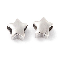 304ステンレススチールヨーロピアンビーズ  大穴ビーズ  手動研磨  スター  アンティークシルバー  10x11x8mm  穴：4.5mm&nbsp;STAS-M298-08AS