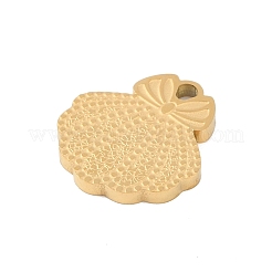 イオンプレーティング（IP）304ステンレススチールチャーム  蝶結びチャーム付き貝殻  ゴールドカラー  14x13x1.5mm  穴：1.5mm&nbsp;STAS-C108-18G