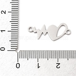 201ステンレススチールハートコネクターチャーム  ステンレス鋼色  9x22x1mm  穴：1.6mm&nbsp;STAS-Q341-05P