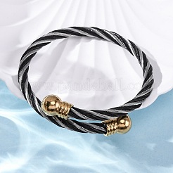 女性用304ステンレススチールトルクバングル  イオンプレーティング（ip）  ミックスカラー  5/8インチ（1.7cm）  内径：2-1/4インチ（5.6x5.55cm）&nbsp;BJEW-P310-20MC