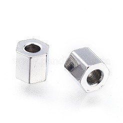 変色しにくい304ステンレススチールスペーサービーズ  六角  ステンレス鋼色  3x3x3mm  穴：1.4mm&nbsp;STAS-F241-09B-P
