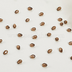 透明ガラスビーズ連売り325個。  多面カット  ティアドロップ  ココナッツブラウン  8x6mm  穴：1.2mm&nbsp;EGLA-PA0001-04B