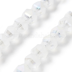 電気メッキ透明ガラスビーズ連売り  艶消し  多面カット  ランタン  クリアAB  7x7.8x7.5mm  穴：1.5mm  約72個/連  20.79''（52.8センチメートル）&nbsp;EGLA-I018-AB08