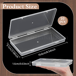 ヒンジ付き蓋付きプラスチックビーズ容器  長方形  透明  16.6x9.1x1.6cm&nbsp;CON-WH0133-006