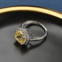 スター指輪シルバーマイクロパヴェキュービックジルコニアフィンガー指輪925個  フラットラウンド  プラチナ  きいろ  13mm  usサイズ7 1/4(17.5mm)&nbsp;RJEW-B134-01B-01