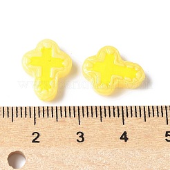 焼き絵の具、ガラス、エナメル、ビーズ  手描きのビーズ  クロス  ライトカーキ  14.5x11.5x4mm  穴：1mm&nbsp;LS-BLOW-D300-06O