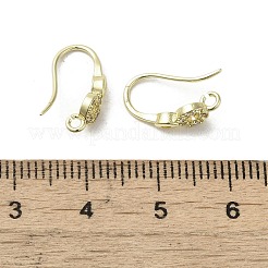 真鍮製マイクロパヴェキュービックジルコニアピアスフック  長持ちメッキ  葉  14x4.5mm  穴：1.4mm  ピン：0.7mm&nbsp;KK-C048-14H-G