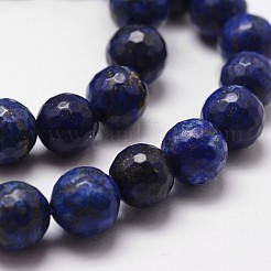 天然石ラピスラズリビーズ連売り  染め  多面カット  ラウンド  8mm  穴：1mm  約44個/連  14.9インチ〜15.1インチ&nbsp;X-G-D840-38-8mm