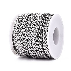 304ステンレス鋼製ウィートリンクチェーン  ハンダ付け  スプールで  変色なし  ステンレス鋼色  7.5x7.5x2mm  約32.81フィート（10m）/ロール&nbsp;CHS-Q009-09P