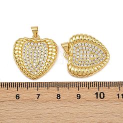 真鍮製マイクロパヴェキュービックジルコニアペンダント  ハート  16KGP本金メッキ  23x22.5x4.5mm  穴：4x3.5mm&nbsp;KK-C132-03F-G