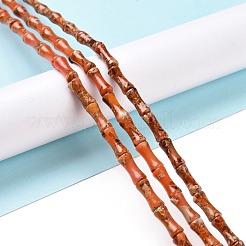 ナチュラルインペリアルジャスパービーズ連売り  染め  竹の棒  サンゴ  12x5mm  穴：0.5mm  約34個/連  15.94''（40.5センチメートル）&nbsp;G-P475-01F
