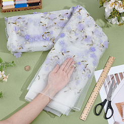 6ヤードの花柄ミルクファイバーメッシュ生地  ドレスアクセサリー  ライラック  1300mm&nbsp;DIY-NB0014-82C