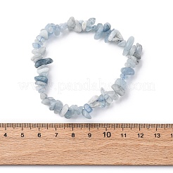 天然アクアマリンチップビーズストレッチブレスレット、女性・男性用  内径：2~2-3/8インチ（5.2~6.1cm）&nbsp;X-BJEW-K277-01