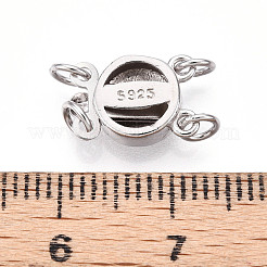 925スターリングシルバーボックスクラスプ  s925スタンプあり  フラットラウンド  丸カン付き  1連  2穴  プラチナ  4mm  穴：12x8x4mm&nbsp;STER-T008-150P