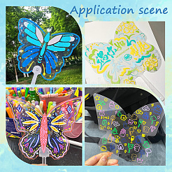 PVC ハンドヘルドファン  空白の絵画ファン  子供のための diy 工芸品  蝶  239x181mm&nbsp;DIY-WH20002-86E