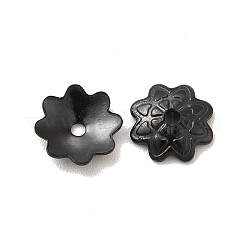 イオンプレーティング（IP）304ステンレススチールビーズキャップ  花  マルチ花弁  電気泳動黒  7.5x7x2mm  穴：2mm&nbsp;STAS-F075-24EB