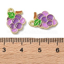 フルーツ合金エナメルチャーム  ブドウ  ライトゴールド  ライラック  17x11.5x1mm  穴：1.6mm&nbsp;PALLOY-S058-01LG-25