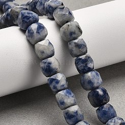 天然ブルースポットジャスパービーズ連売り  多面カット  キューブ  6.5~7.5x6.5~7.5x6.5~7.5mm  穴：1.2mm  約57~58個/連  15.35''~15.55''（39~39.5センチメートル）&nbsp;G-H078-C20-01