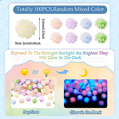 花の樹脂カボション100個  ネイルアートの装飾の付属品  ミックスカラー  9.5x6mm&nbsp;MRMJ-TA0001-36