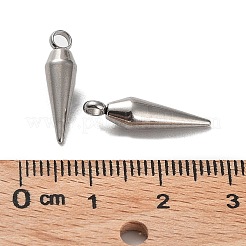 変色しない201ステンレススチールペンダント  コーンチャーム  ステンレス鋼色  18x5mm  穴：2.2mm&nbsp;STAS-M323-29P-1