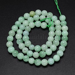 天然ミャンマーの翡翠/ビルマの翡翠丸ビード連売り  4mm  穴：1mm  約99個/連  16インチ&nbsp;G-O087-12-4mm