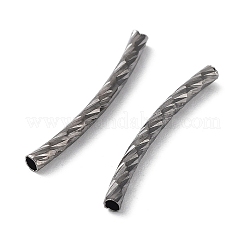 チューブビーズ  カーブ  真鍮  ニッケルフリー  ガンメタ色  25x2mm  穴：1.2mm&nbsp;EC0572X25mm-B-NF