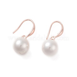 シェルパールダングルピアス  真鍮製のピアスフック付き  ラウンド  ミックスカラー  27mm  ピン：0.9mm&nbsp;EJEW-F233-01