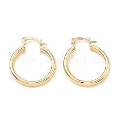 女性のための真鍮のフープピアス  ラウンド  18KGP本金メッキ  29.5x25x3.5mm&nbsp;KK-CBA4112-03G