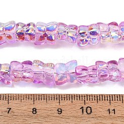 透明ガラスビーズ連売り  クローバー  ABカラーメッキ  半分メッキ  スミレ  13x11x5mm  穴：1mm  約65個/連  21.65''（55センチメートル）&nbsp;GL-CBAAE04-02J