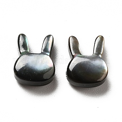 天然な黒リップシェルビーズ  兎  ブラック  9x7x3.5mm  穴：0.8mm&nbsp;SHEL-G014-06A