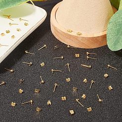 60個 2スタイル 真鍮スタッドピアス金具  真鍮のピアスキャッチ  18KGP本金メッキ  30個/スタイル&nbsp;KK-CA0001-35G
