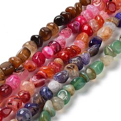 天然石瑪瑙ビーズ連売り  タンブルストーン  染め＆加熱  ナゲット  ミックスカラー  5~16x7~15x4~13mm  穴：1mm  約36~40個/連  15.3インチ～16.1インチ(39~40m)。&nbsp;G-F518-03