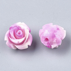合成サンゴビーズ  染め  花  カメリア  10x10.5x8mm  穴：1mm&nbsp;CORA-S026-22C