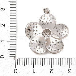 真鍮製マイクロパヴェキュービックジルコニアペンダント  花のチャーム  プラチナ  26.5x25x7mm  穴：5x2.5mm&nbsp;KK-K418-01C-P