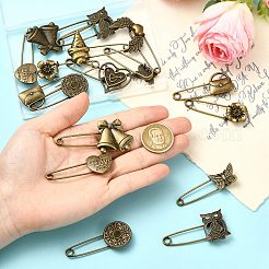 バックパックの服用の20スタイルの合金キルトピン10個。  アンティークブロンズ  混合図形  16~54.5x23~61.5x7~9mm  2個/スタイル&nbsp;JEWB-CJ0003-24