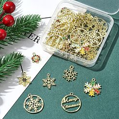 40個の合金ペンダント  スノーフレークチャーム  ゴールドカラー  15~24.8x14.3~22x1.3~3.5mm  穴：1.2~1.7mm&nbsp;FIND-FS0003-34