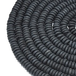 艶消し天然黒曜石ビーズ連売り  ロンデル  6x2mm  穴：1mm  約150~160個/連  14.57~14.96''（37~38センチメートル）&nbsp;G-K389-C44-01