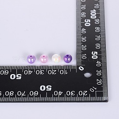 400 個 4 色不透明アクリルビーズ  ABカラーメッキ  ラウンド  ミックスカラー  8x7mm  穴：2mm  約100PCS /カラー&nbsp;MACR-SZ0001-79C