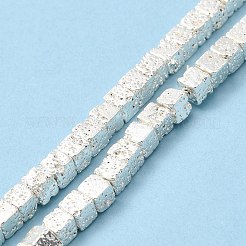 天然溶岩岩ビーズ連売り  キューブ  ミックスカラー  4~5x4~5x4~5mm  穴：1mm  約90~95個/連  15.5~16インチ&nbsp;G-E602-03