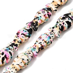 染め合成ターコイズビーズ連売り  魚  ブラック  24x12x7mm  穴：1~1.2mm  約17個/連  14.96''（38センチメートル）&nbsp;GG-CBAAE19-08B