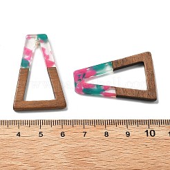 樹脂とクルミのペンダント  台形  ミックスカラー  38x24.5x2.5mm  穴：1.8mm&nbsp;FIND-R051-03E
