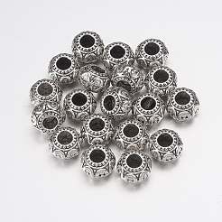 合金ヨーロピアンビーズ  カドミウムフリー＆ニッケルフリー＆鉛フリー  ロンデル  アンティークシルバー  10x6.5~7mm  穴：3mm&nbsp;LS-MPDL-E454-AS-NR