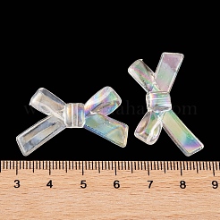 透明なアクリルビーズ  ABカラーメッキ  蝶結び  クリアAB  21x34.5x6.5mm  穴：1.6mm  約390個/500g&nbsp;MACR-L006-04F