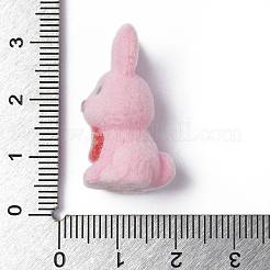 フロッキー不透明樹脂ペンダント  プラチナトーンの鉄ループ付き  兎  27.5x12x15.5mm  穴：1.8mm&nbsp;RESI-G105-03B