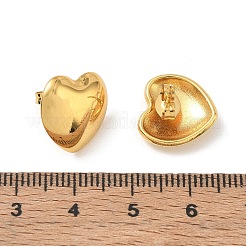 女性用304ステンレススチールスタッドピアス  ハート  ゴールドカラー  14x15mm&nbsp;SA-CBA46AF-14G