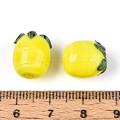 手作りランプワークビーズ連売り  レモン  きいろ  13~14x10.5~12x10.5~12mm  穴：1.2~1.8mm  約19~20個/連  9.84~10.24インチ（25~26cm）&nbsp;LAMP-N036-04A