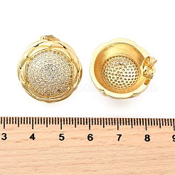 真鍮製クリアキュービックジルコニアフラットラウンドスタッドピアス  カドミウムフリー＆鉛フリー  ラックめっき  18KGP本金メッキ  23mm&nbsp;EJEW-C147-06G